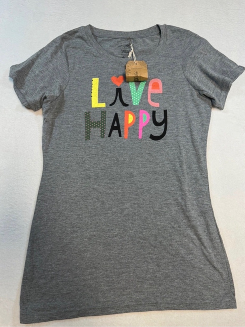 NATURAL LIFE Gray 'Live Happy' Colorblock Graphic Tee